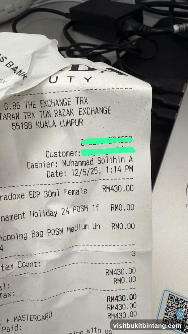 Receipt from The Exchange TRX