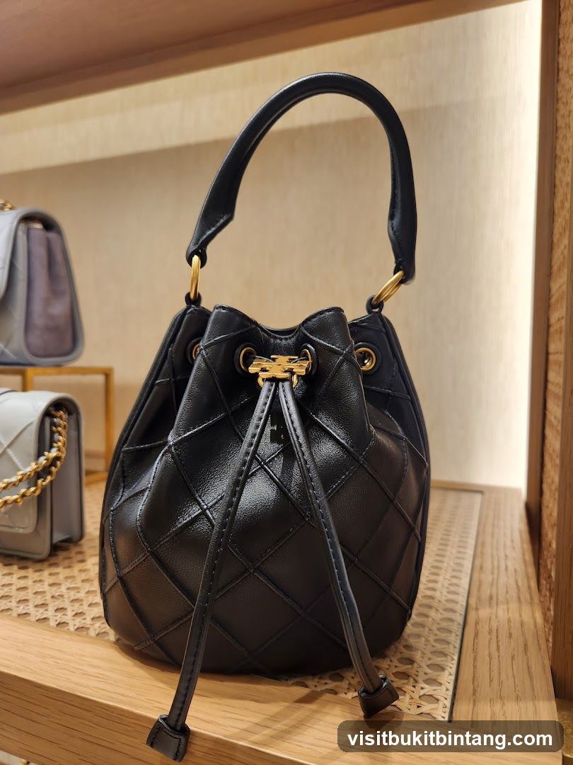 Black Quilted Bucket Bag