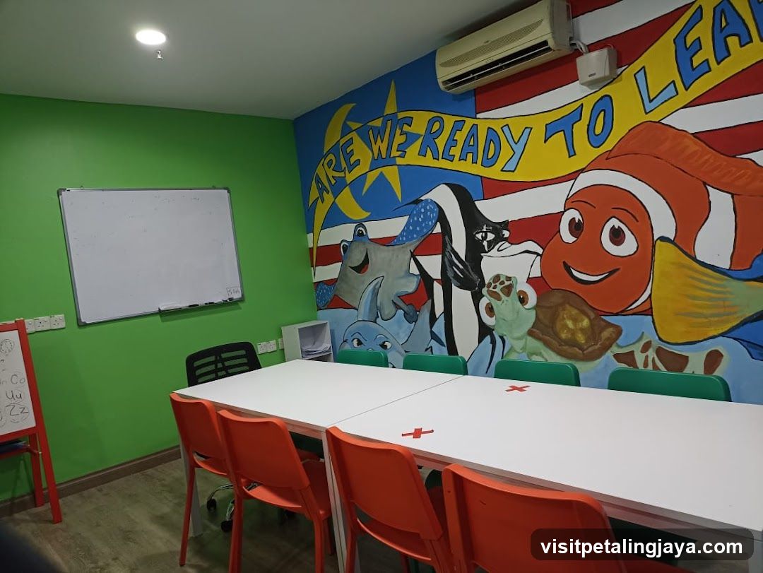 Classroom with Murals and Tables