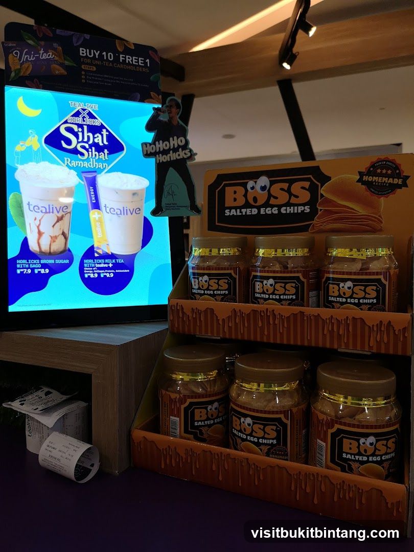 Horlicks and Boss Salted Egg Chips Display