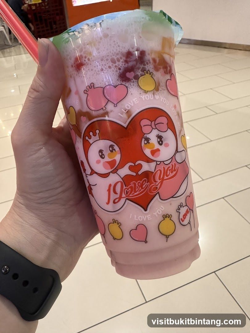 Pink Drink with Cartoon Characters