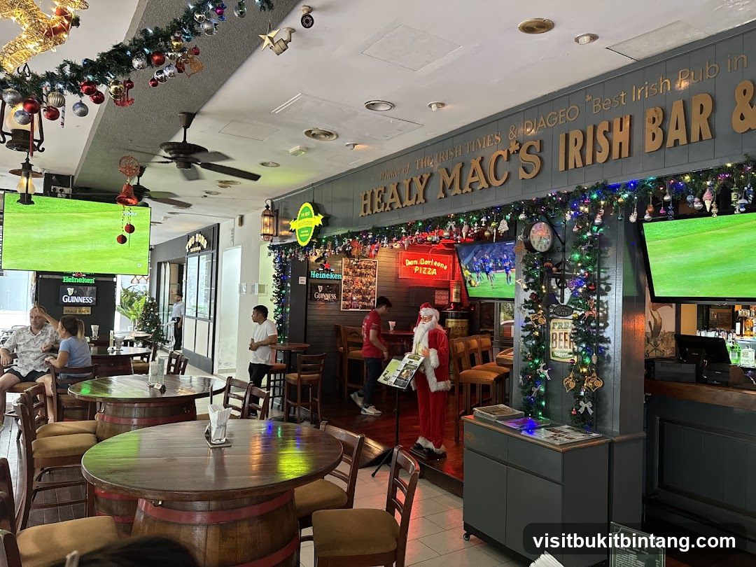 Irish Pub Interior with Christmas Decorations