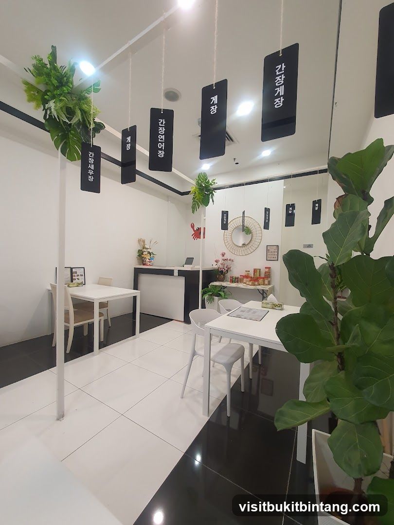 Restaurant Interior with Hanging Signs