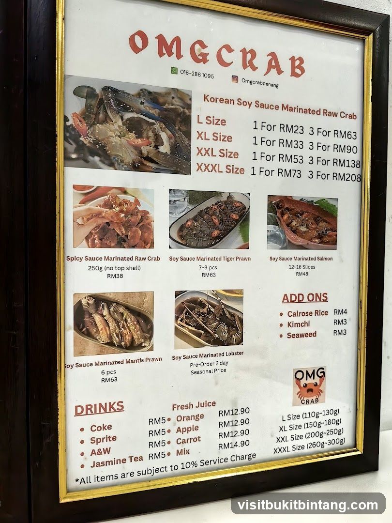 OMG CRAB Menu