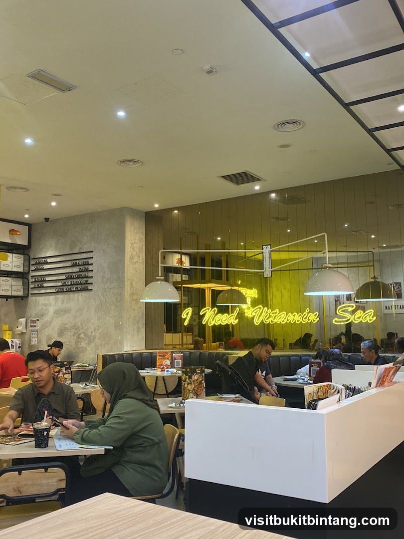 Restaurant Interior with Neon Sign