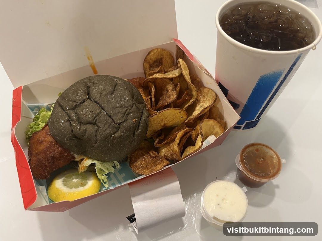 Burger meal with chips and drink