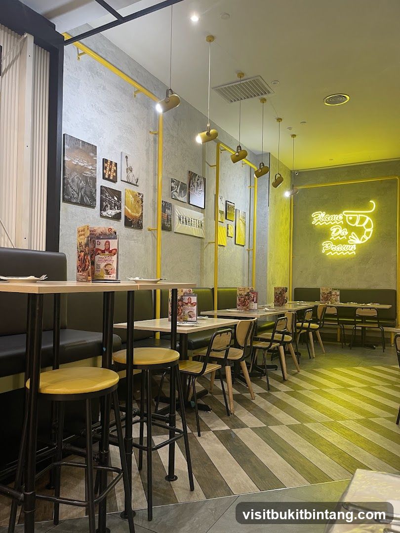 Restaurant Interior with Neon Sign