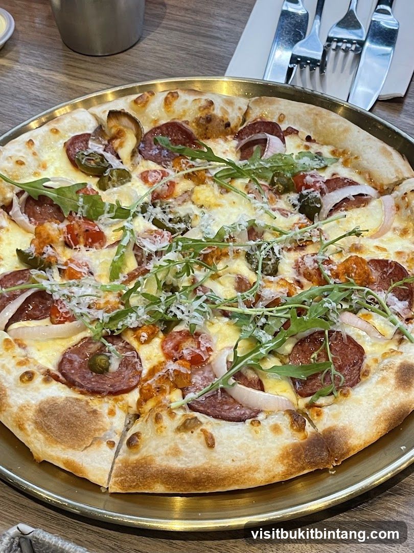 Pizza with Salami and Arugula