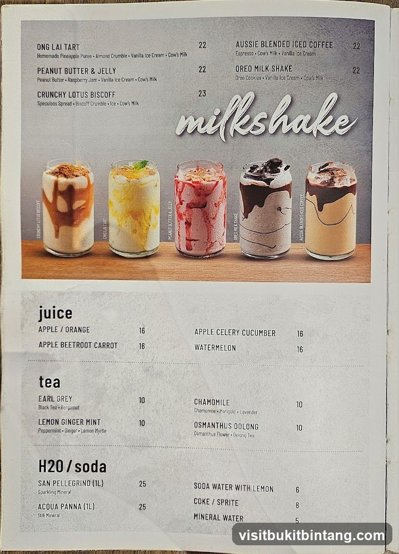 Milkshake Menu