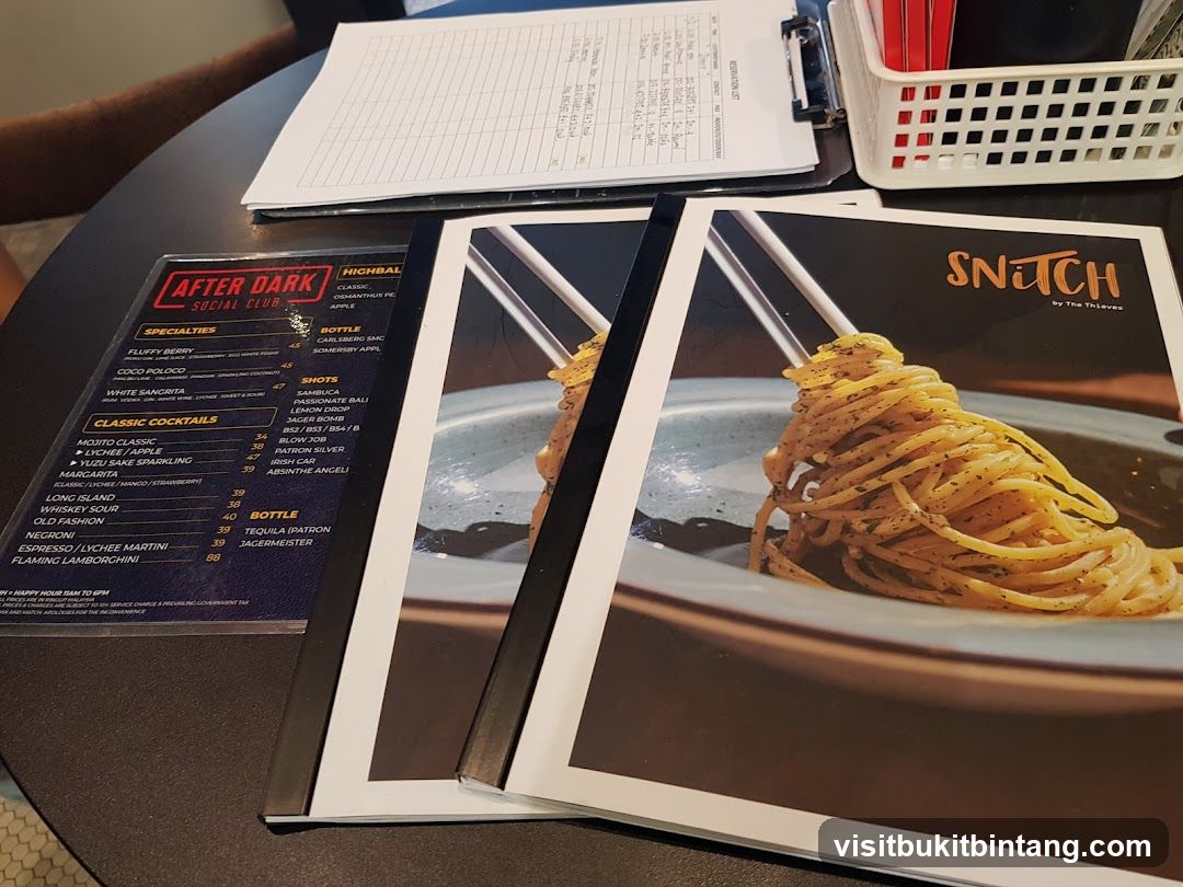 After Dark Social Club Menu