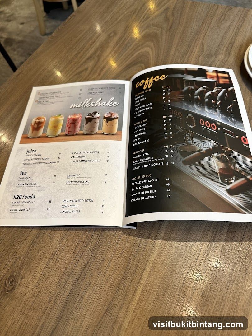 Coffee and Milkshake Menu