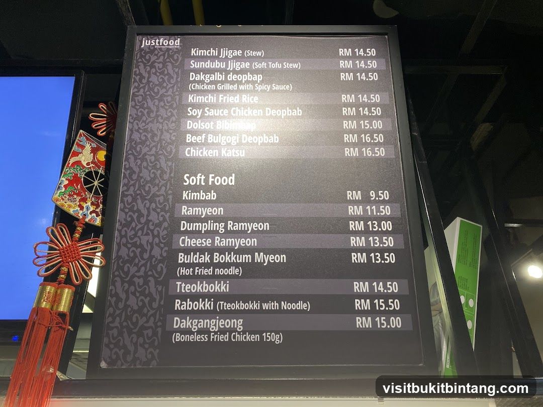 Justfood Menu