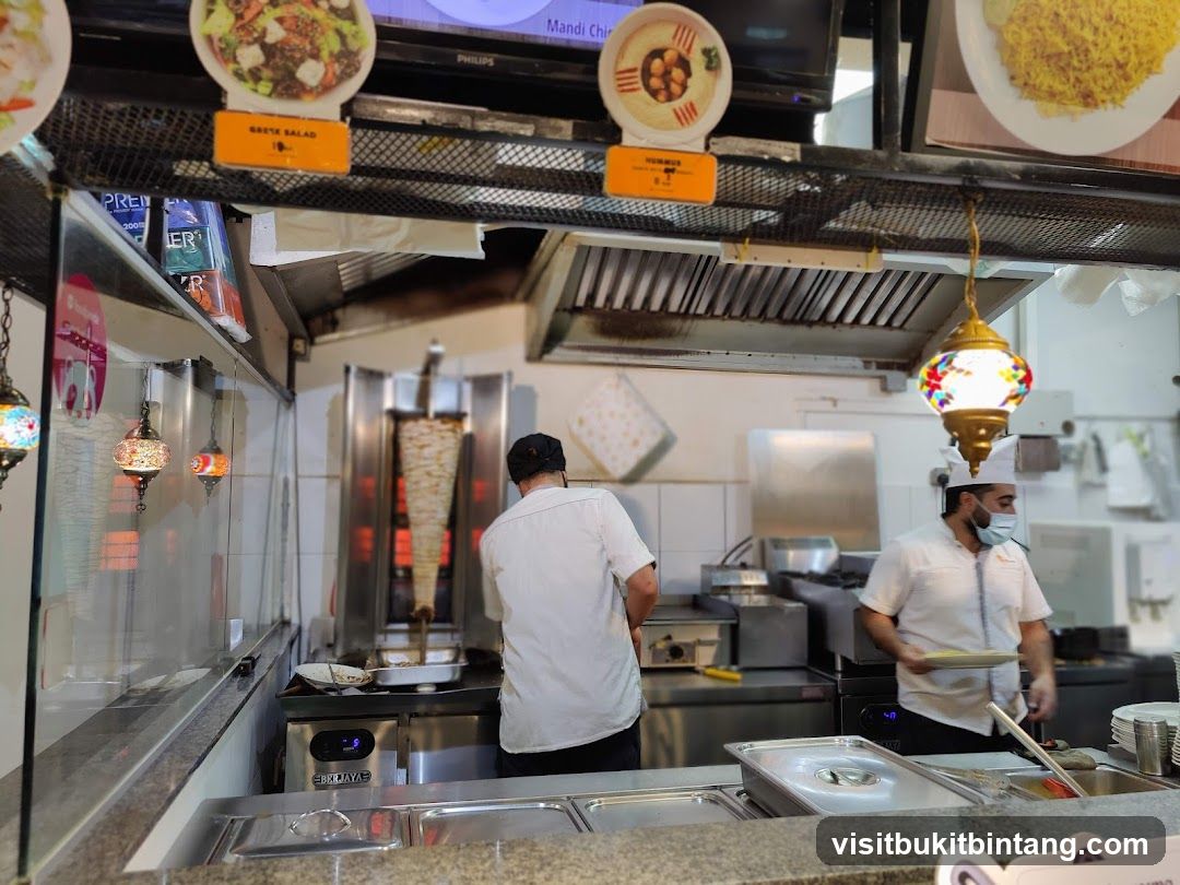 Restaurant Kitchen with Shawarma Grill