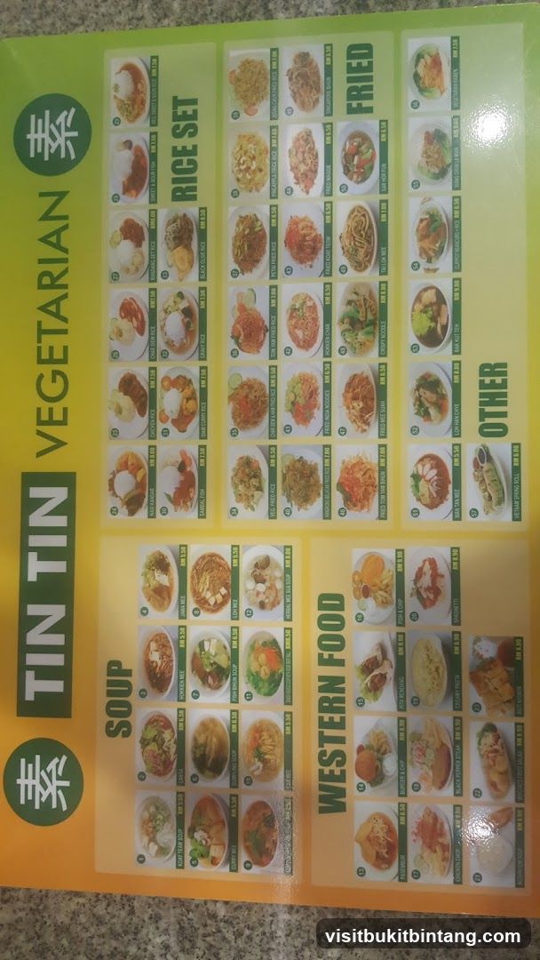 Tin Tin Vegetarian Menu