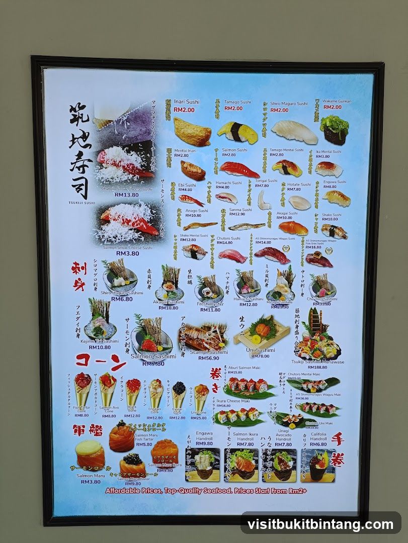 Tsukiji Sushi Menu