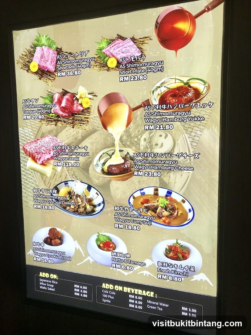 A5 Shimomuragyu Menu