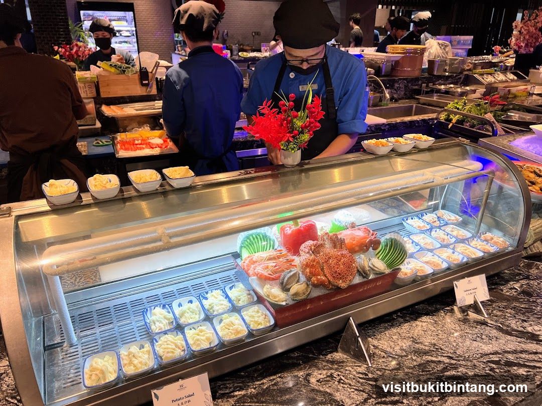 Buffet Display with Seafood and Salads