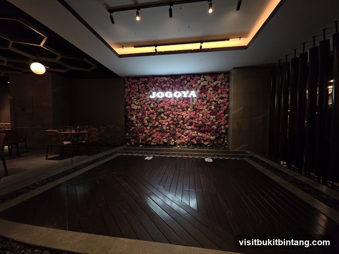 Restaurant Interior with Floral Wall