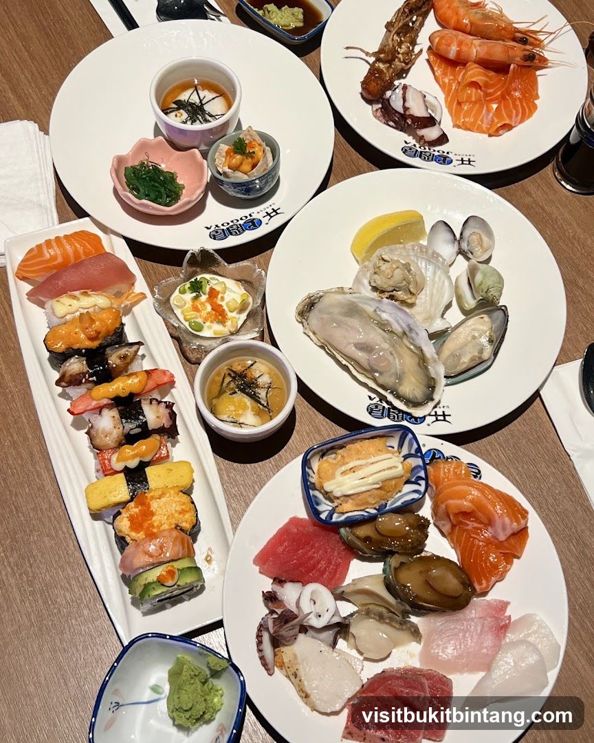 Assortment of Sushi and Seafood Dishes