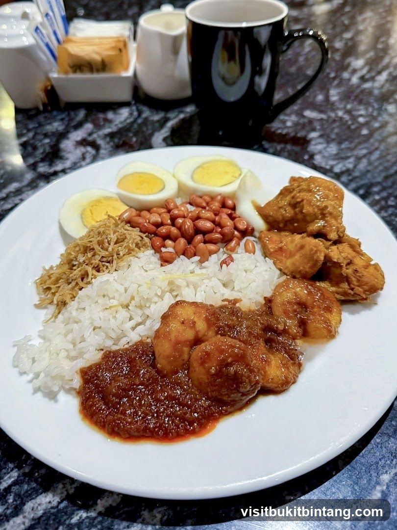 Nasi Lemak with Chicken and Prawns