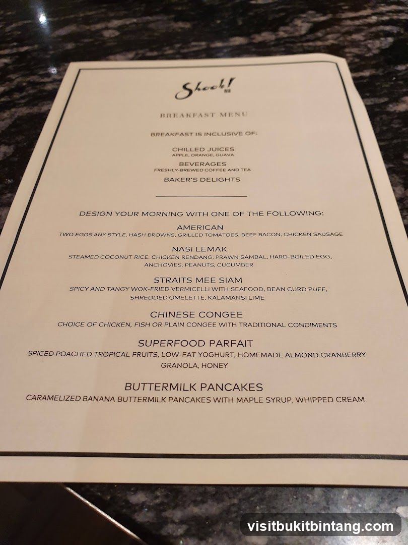 Shook! Breakfast Menu