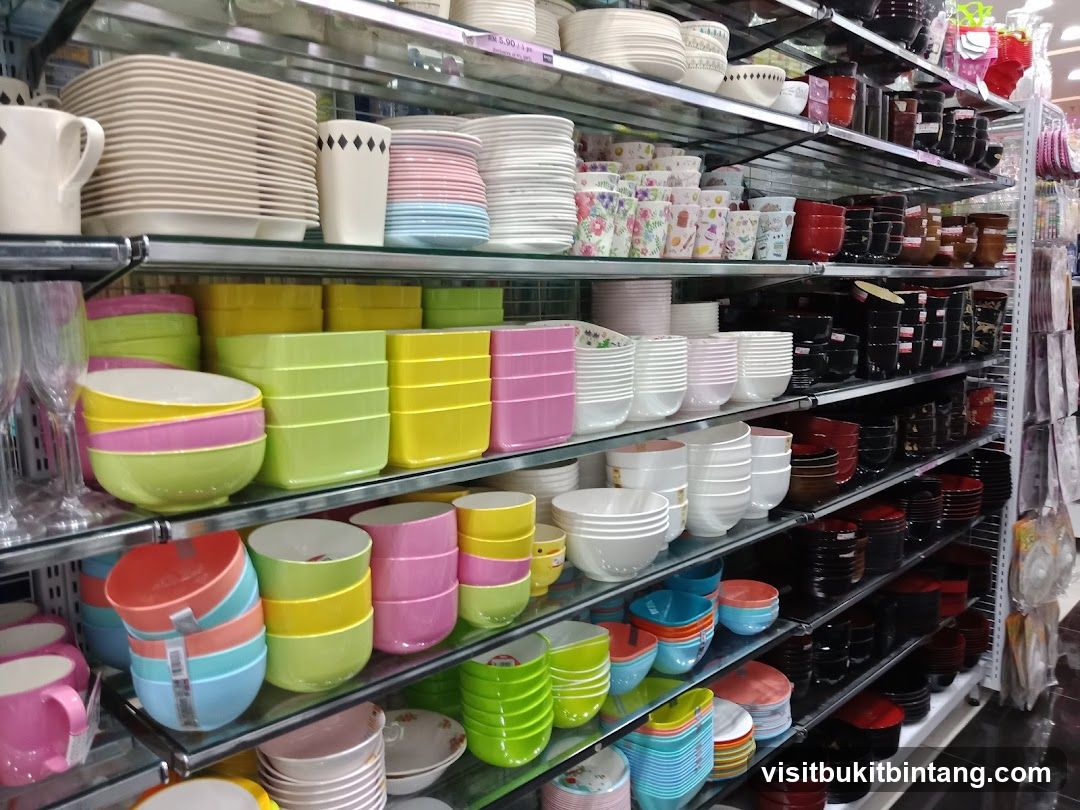 Shelves of colorful kitchenware