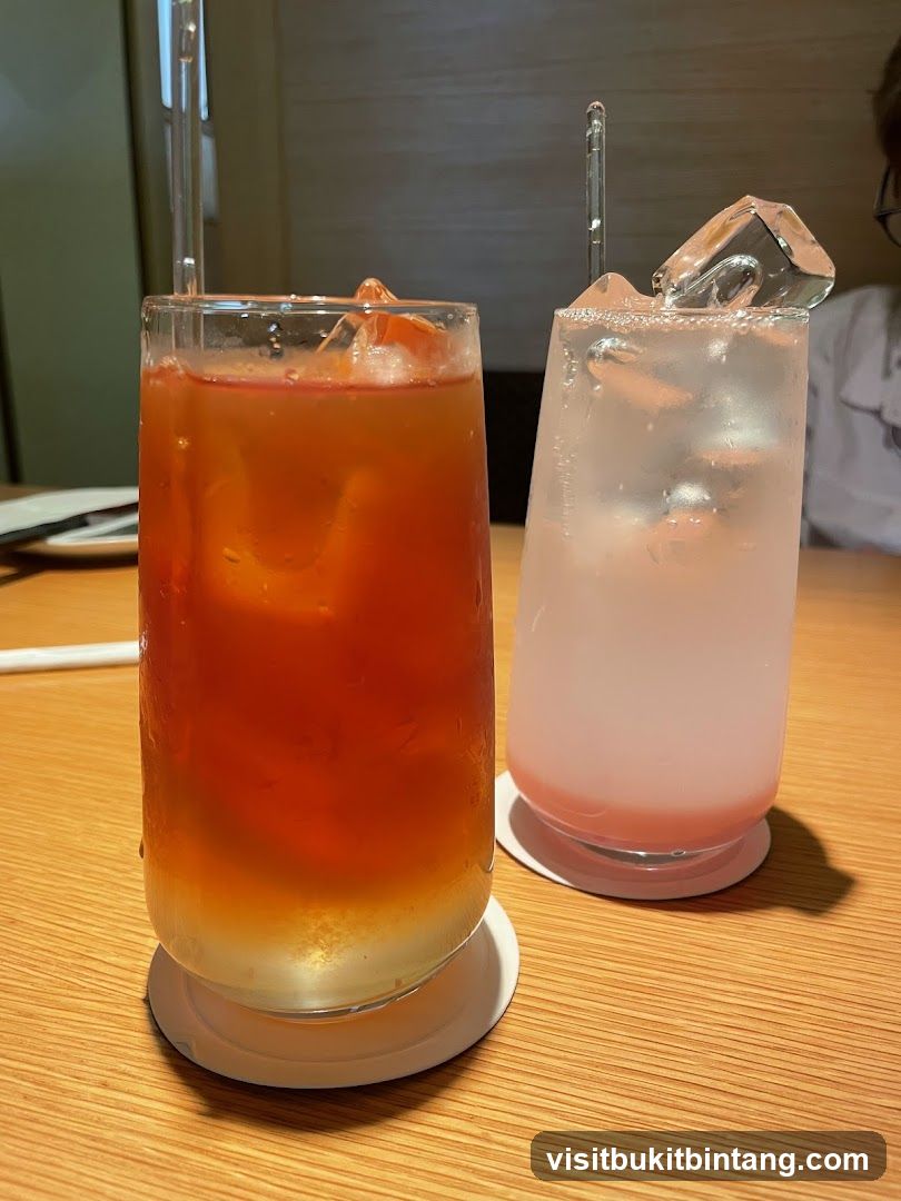 Two Iced Drinks on a Table