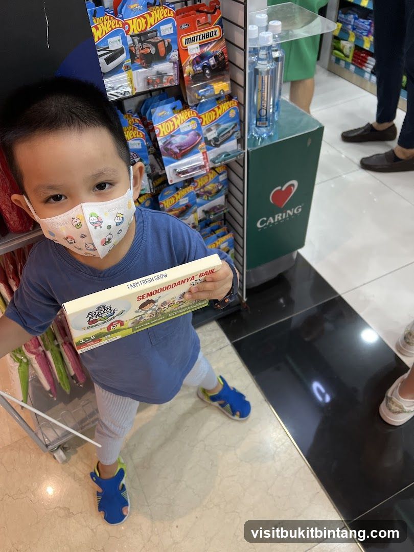 Boy holding a box of toys