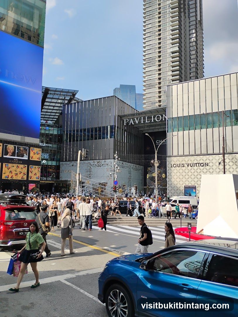 Busy City Street with Shoppers and Tall Buildings