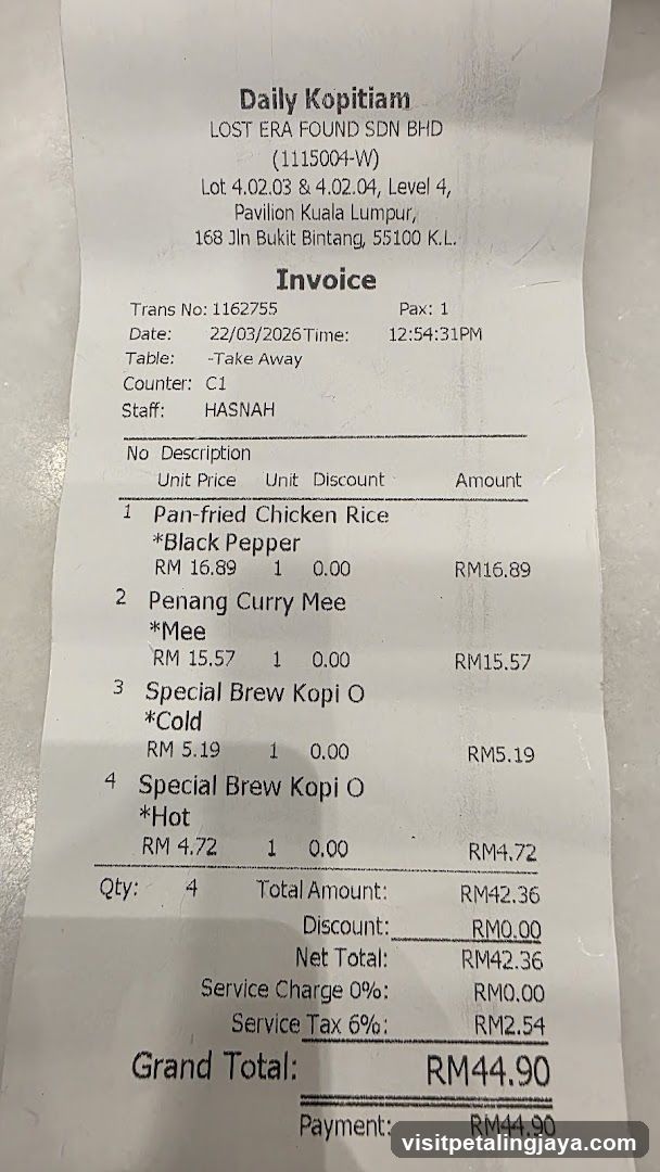 Daily Kopitiam Receipt