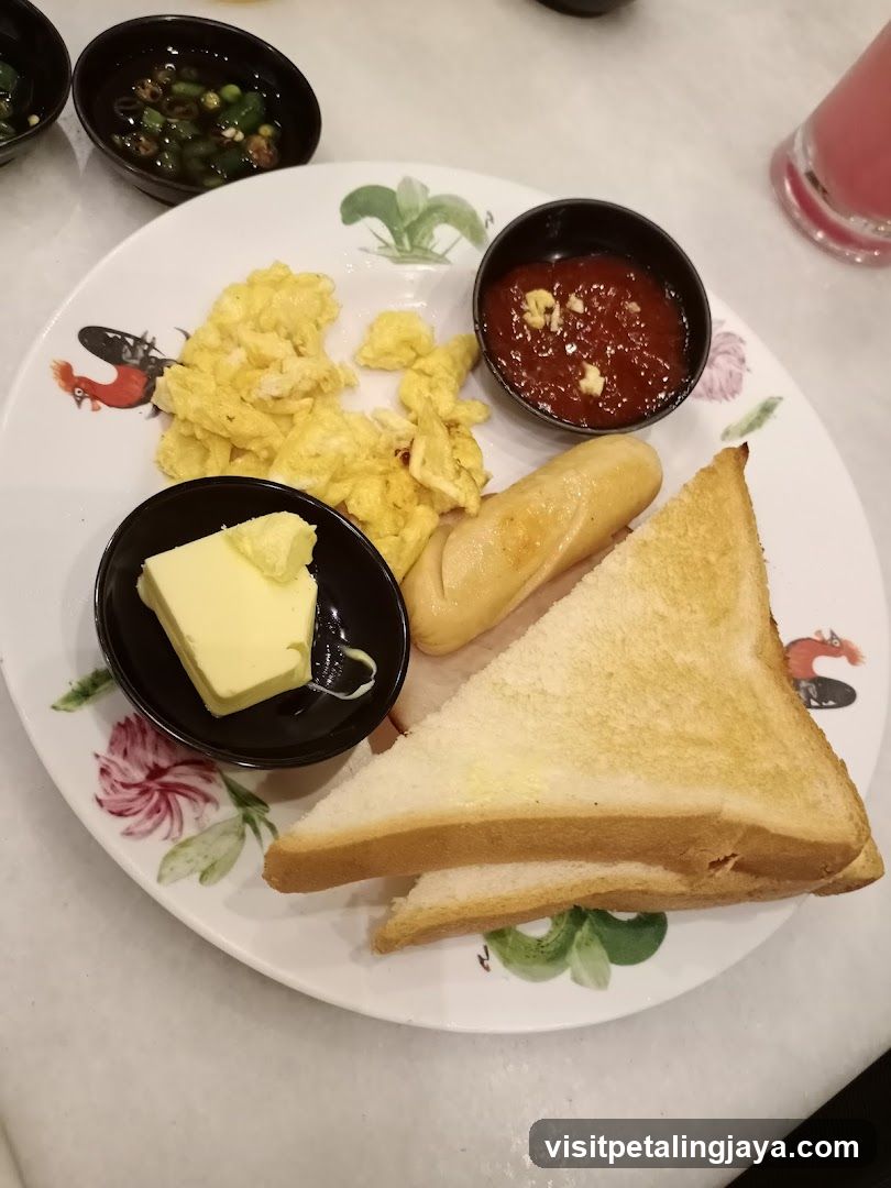 Breakfast Plate with Toast, Eggs, and Sides