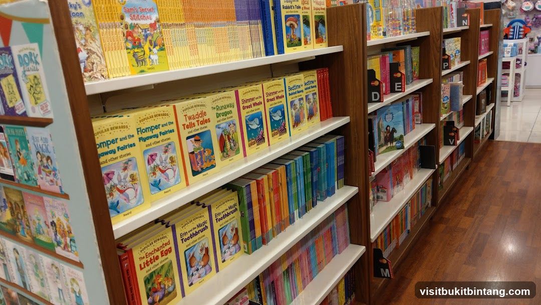 Bookshelves in a store