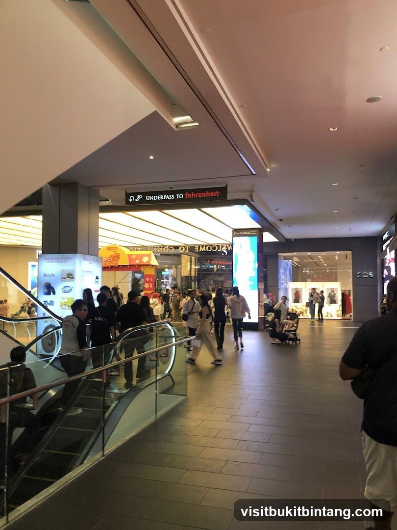 Mall Interior with Escalators and Shops