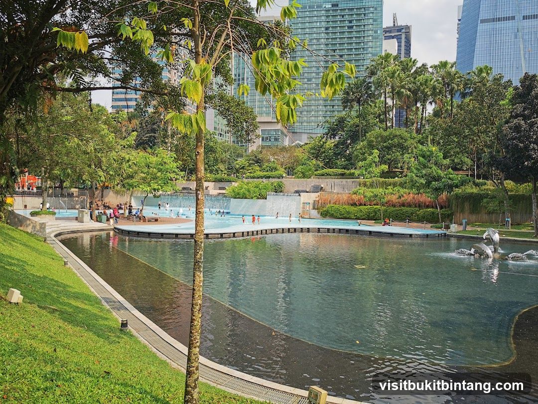 City Park with Pool and Fountain