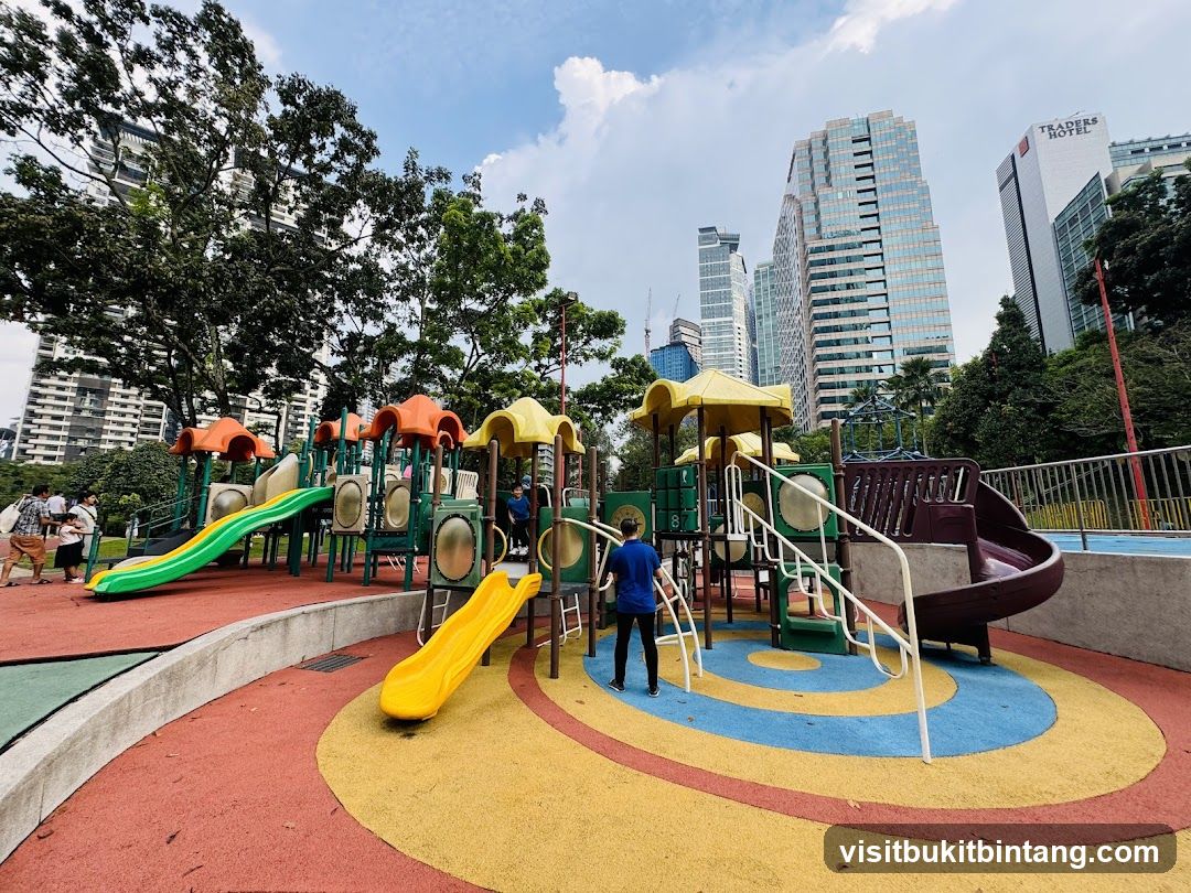 Children's Playground with City Skyline
