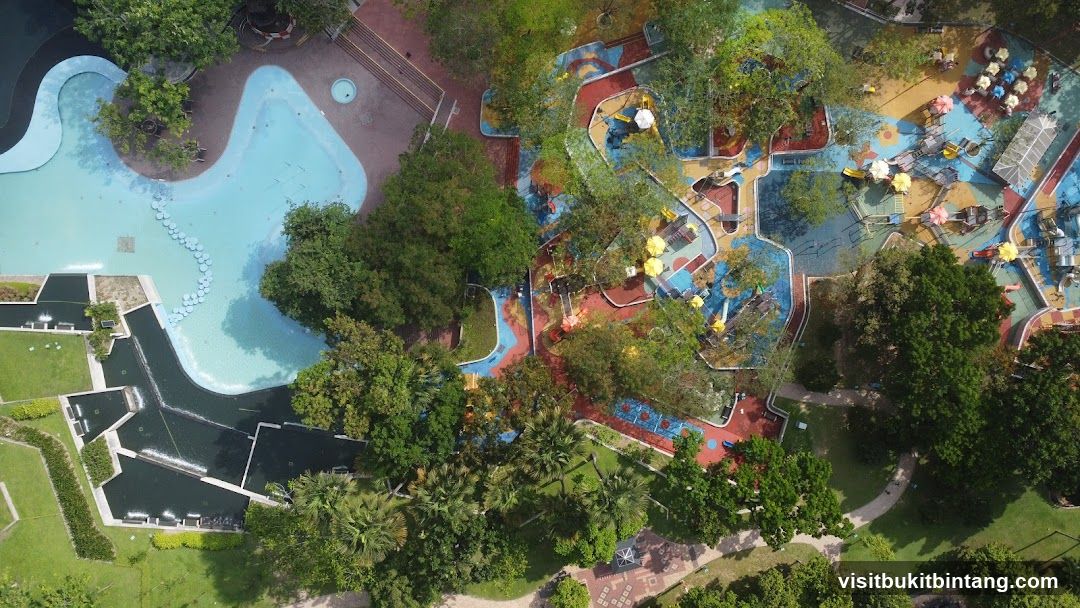 Aerial View of a Water Park and Playground