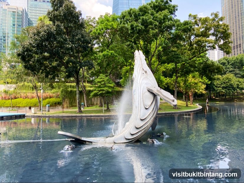 Whale Fountain in a City Park