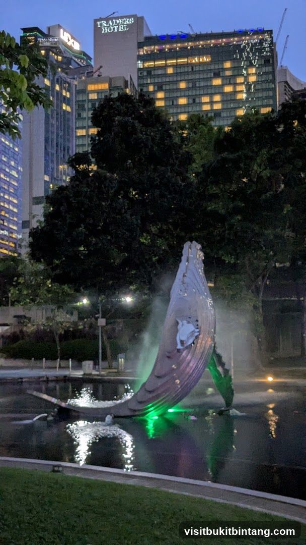 Whale Fountain at Dusk