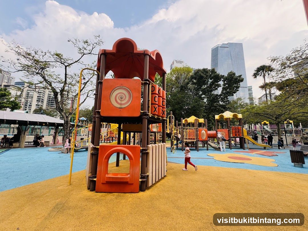 Children's Playground with City Skyline
