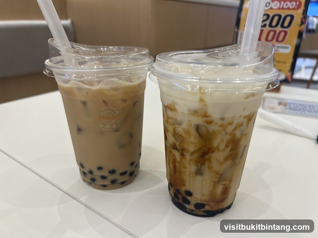 Two bubble tea drinks