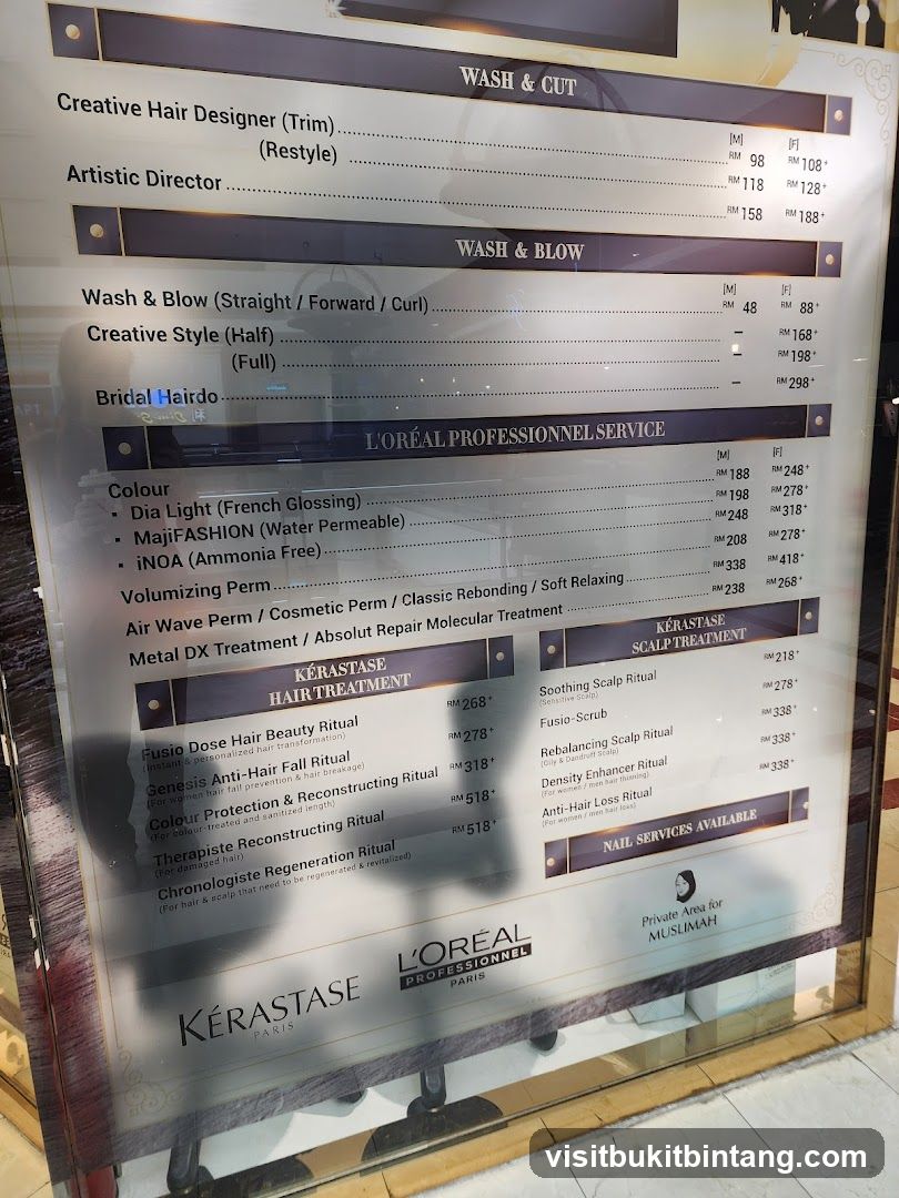 Hair Salon Price List