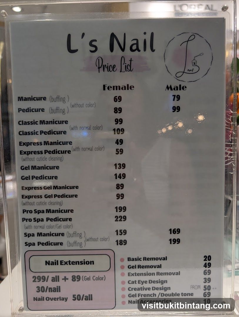 L's Nail Price List