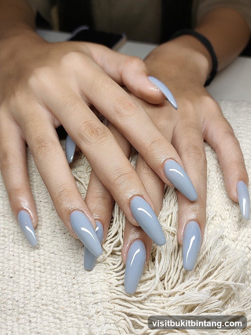 Light Blue Coffin Nails