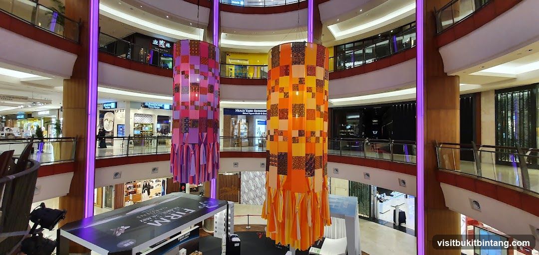 Mall Interior with Decorative Cylinders