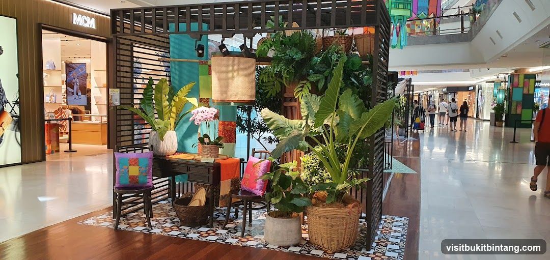 Indoor display with plants and furniture