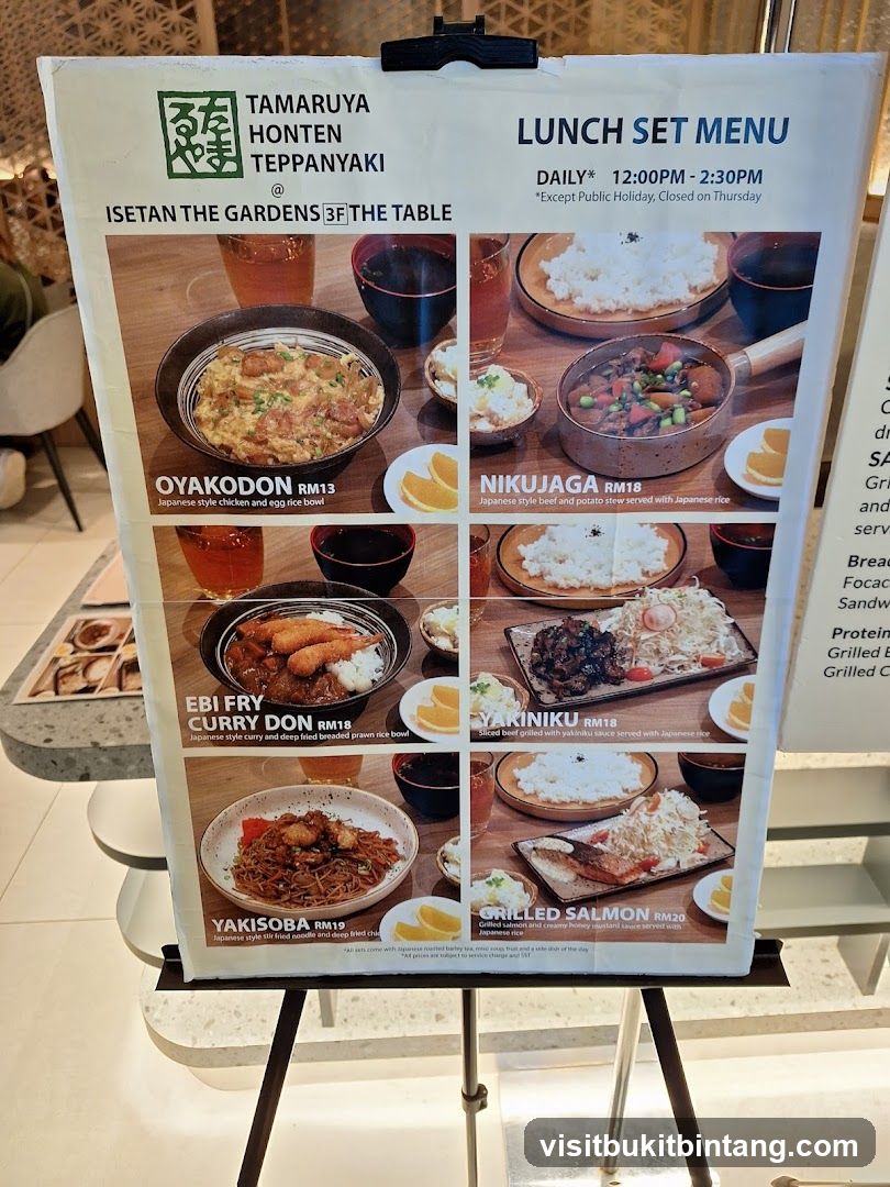 TAMARUYA HONTEN TEPPANYAKI LUNCH SET MENU