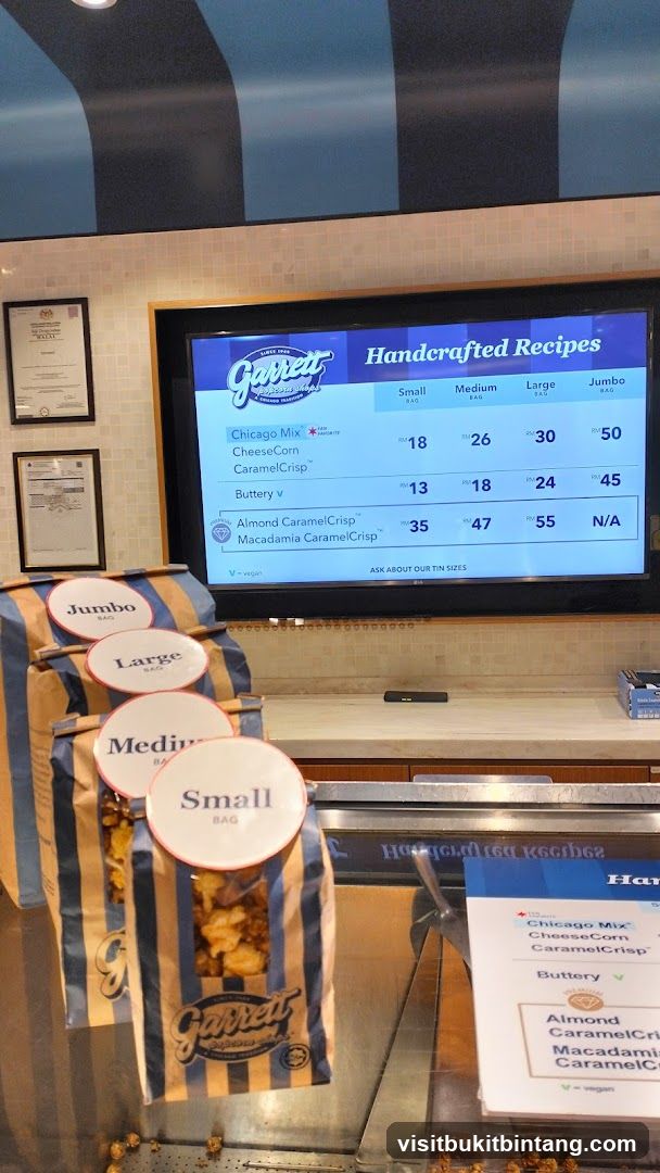 Garrett Popcorn Menu