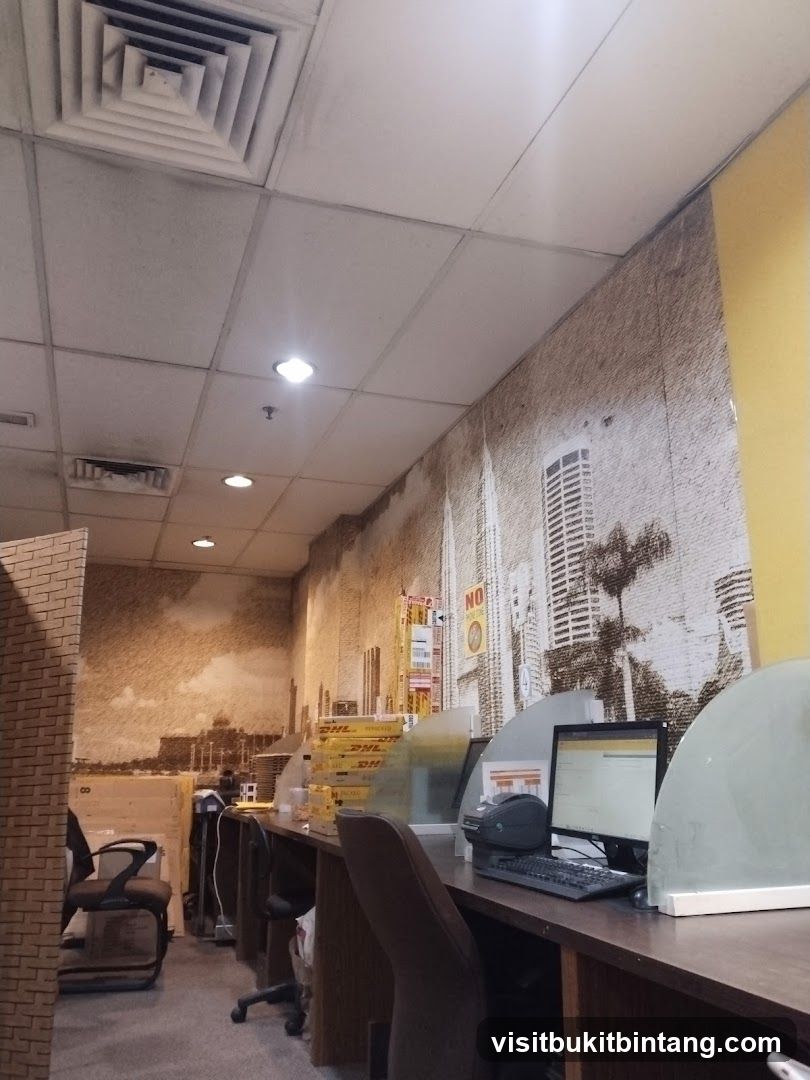 Office Interior with Cityscape Mural
