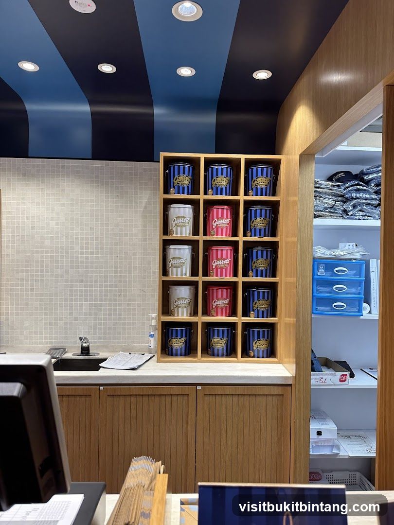 Interior of a shop with display shelves