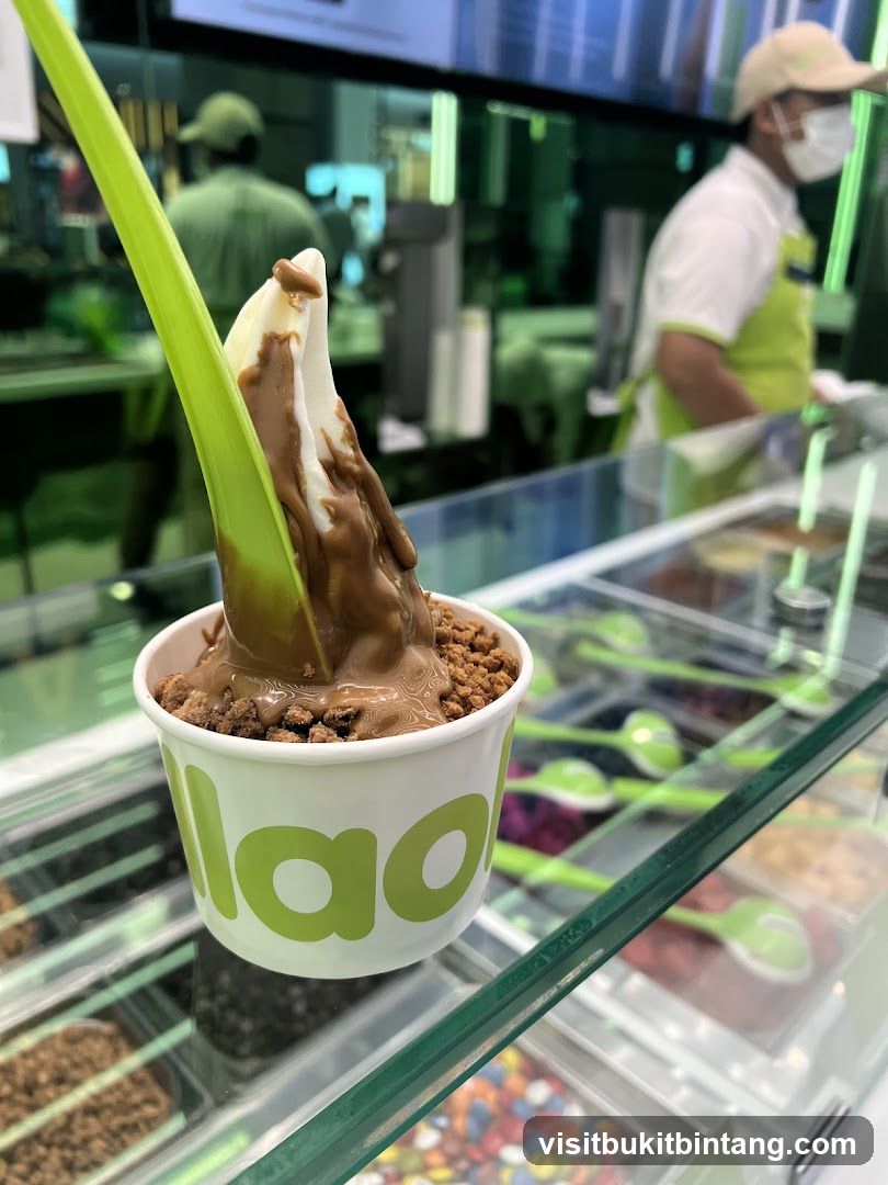 Frozen Yogurt with Chocolate Topping